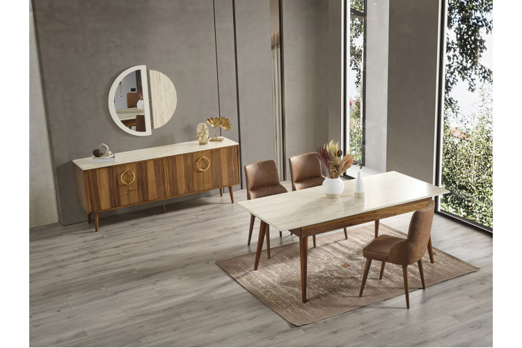 Assia Walnut Diningrom Set - Enka Home - Enkahome -  Online Furniture Store Inegol Furniture
